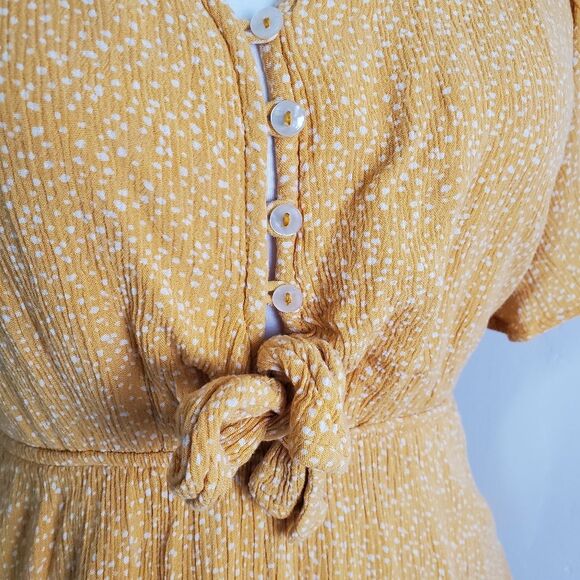 Abercrombie & Fitch Yellow Polka Dot Mini Dress Size Small Petite - Picture 6 of 9